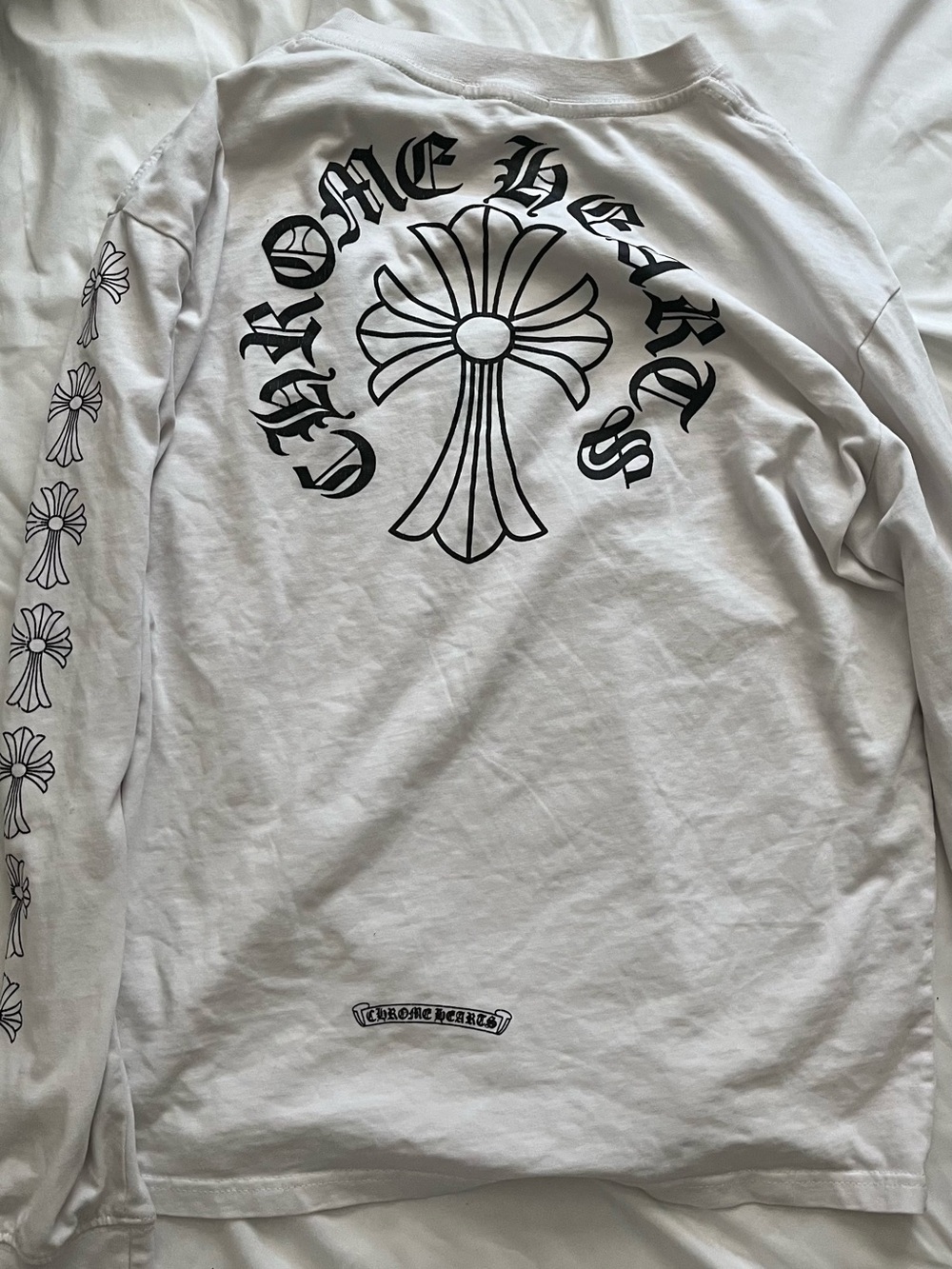 Chrome Hearts White Long-Sleeve Cross Motif Tee